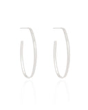 Brinco Argola Oval Fio Reto Liso 4.4 cm Ródio Branco