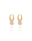 Brinco Argola Click Pérola 2.3 cm Banhado a Ouro 18K