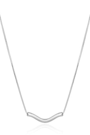 Gargantilha Veneziana Pingente Ondulado Ródio Branco - 50 cm