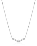 Gargantilha Longa Veneziana Pingente Ondulado Ródio Branco