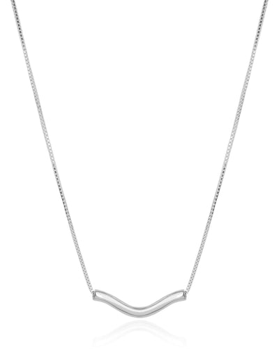 Colar Veneziana Pingente Ondulado Ródio Branco - 40 cm