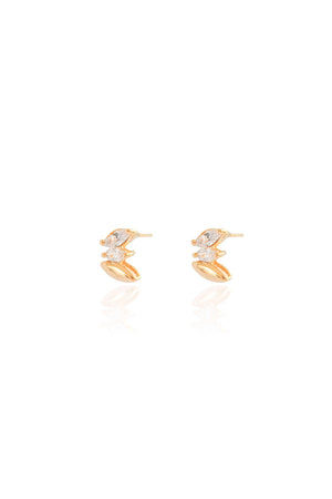 Brinco Navetes Cristal Banhado a Ouro 18K