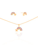 Conjunto Infantil Arco-Íris Banhado a Ouro 18K