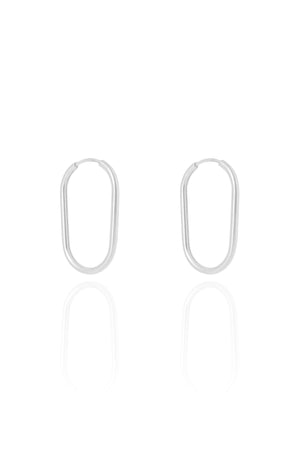 Brinco Argola Encaixe Fio Oval 2.2 cm Ródio Branco