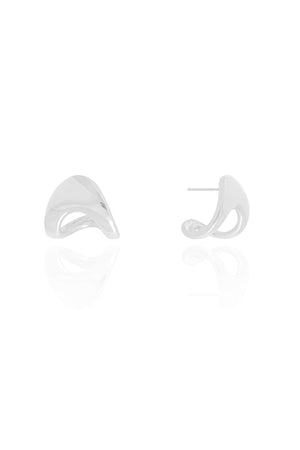 Brinco Argola Orgânica Lisa 1.2 cm Ródio Branco