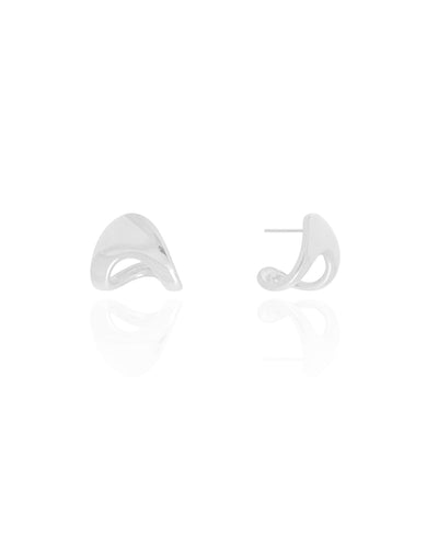 Brinco Argola Orgânica Lisa 1,2 cm Ródio Branco