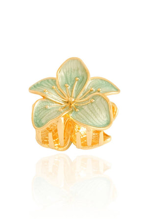Presilha para Cabelo Flor Esmaltada Detalhes Dourado