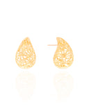 Brinco Gota Tela Detalhada Banhado a Ouro 18K