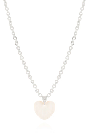 Gargantilha Elos Ovais Coração Madrepérola Ródio Branco - 40 cm