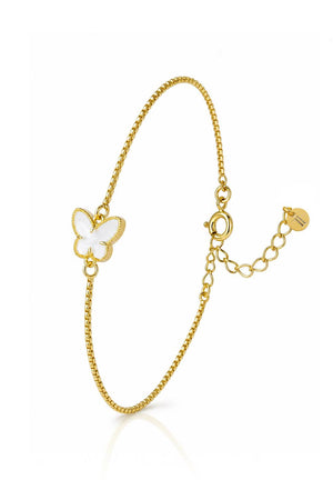 Pulseira Infantil Borboleta Esmaltada Branca