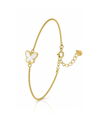 Pulseira Infantil Borboleta Esmaltada Branca