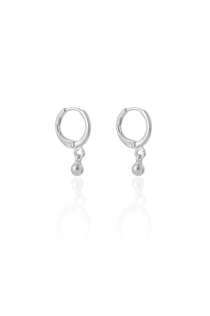 Brinco Argola Click Bolinha Lisa 2.0 cm Ródio Branco