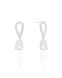 Brinco Gota Dupla Vazado Cristal Ródio Branco