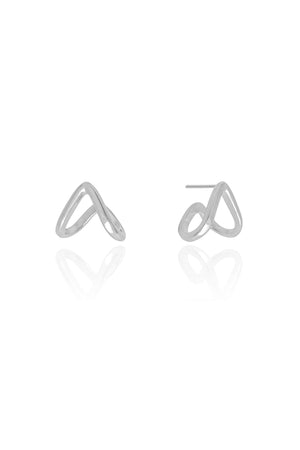 Brinco Argola em V Lisa 1.1 cm Ródio Branco