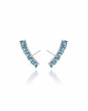 Brinco Ear Cuff Carre Quadrado Azul Topazio com Tarraxa Virgula