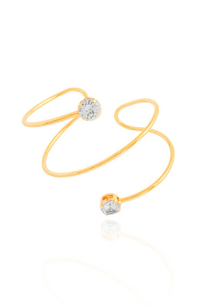 Bracelete Fios Ondulados com Ponto de Luz Cristal