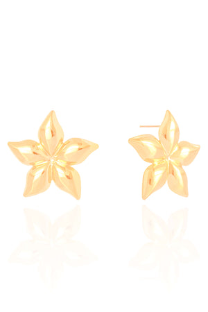 Brinco Flor Lisa 2.9 cm Banhado a Ouro 18K