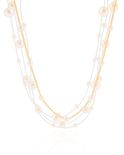 Choker Grumet Nylon com Pérolas Banhado a Ouro 18K - 35 cm