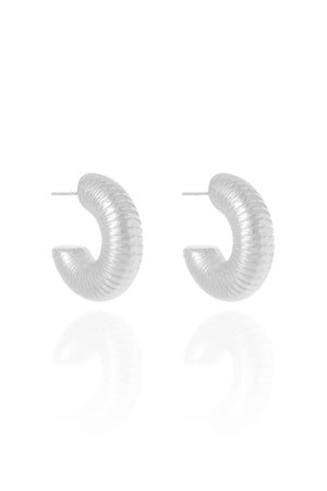 Brinco Argola Tubo Mola ABS  2.5 cm Ródio Branco