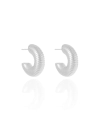 Brinco Argola Tubo Mola ABS  2.5 cm Ródio Branco