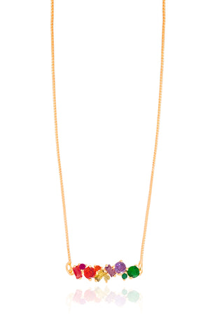 Gargantilha Veneziana Cristal Colorido Banhado a Ouro 18K