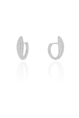 Brinco Argola Click Gota Cravejado Cristal 1.8 cm Ródio Branco