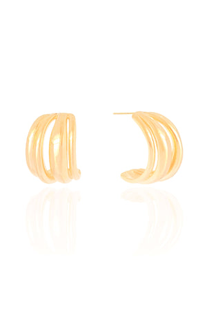 Brinco Argola Quatro Filetes Lisos Banhado a Ouro 18K