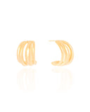 Brinco Argola Quatro Filetes Lisos Banhado a Ouro 18K