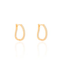 Brinco Argola Click Oval Cravejado Cristal 1.9 cm Banhado a Ouro 18K