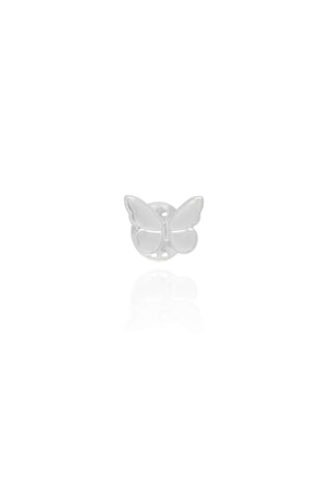 Broche Borboleta Lisa 1.0 cm Ródio Branco