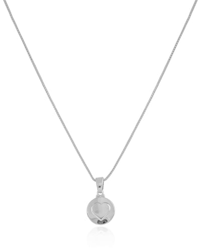 Colar Veneziana Coração Liso Ródio Branco - 45 cm