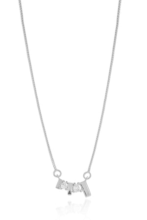 Gargantilha Geométrico Pontos de Luz Cristal Ródio Branco - 40 cm