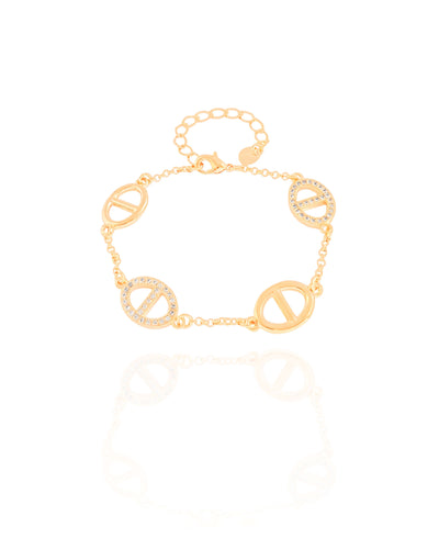 Pulseira Elos Cravejados Cristal Banhado a Ouro 18K
