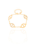 Pulseira Elos Cravejados Cristal Banhado a Ouro 18K