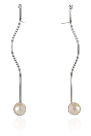 Brinco Palito Pérola 10 mm Ródio Branco