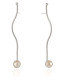 Brinco Palito Pérola 10 mm Ródio Branco