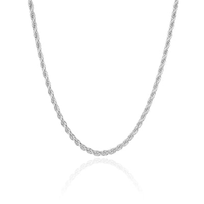 Choker Cordão Baiano 4 mm Ródio Branco - 33 cm