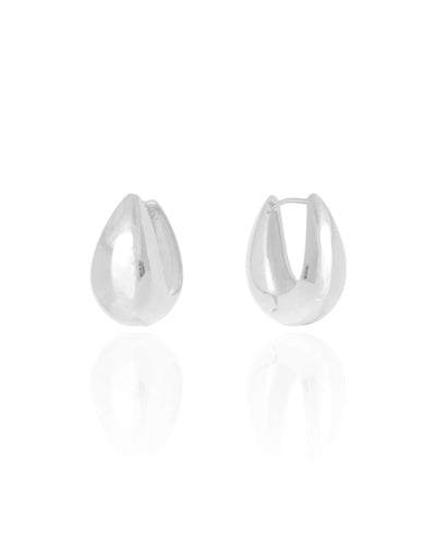 Brinco Argola Click Gota Lisa 2,6 cm Ródio Branco