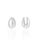 Brinco Argola Click Gota Lisa 2.6 cm Ródio Branco