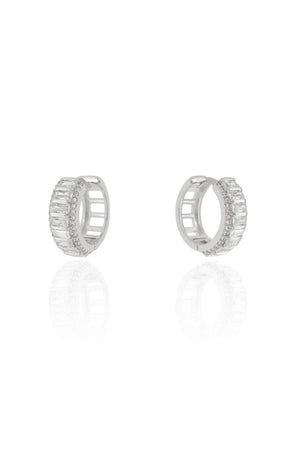 Brinco Argola Baguete Cravejada Cristal