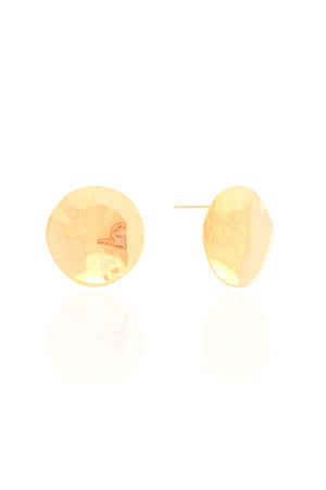Brinco Redondo Orgânico Amassado 2.2 cm Banhado a Ouro 18K