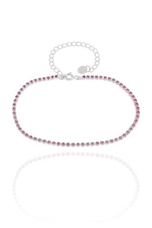 Pulseira Riviera Ametista 2 mm Ródio Branco