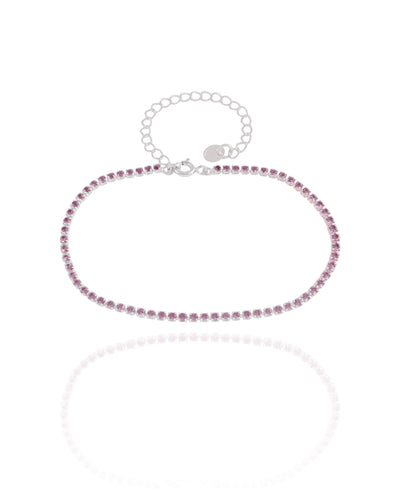 Pulseira Riviera Ametista 2 mm Ródio Branco