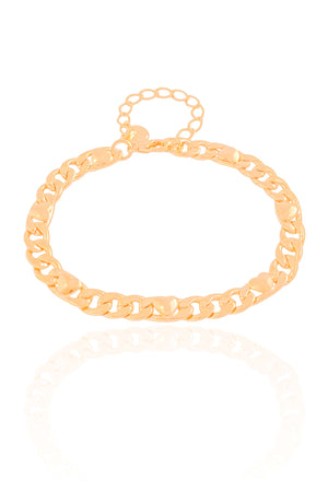 Pulseira Grumet Corações Lisos Banhado a Ouro 18K