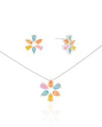 Conjunto Mandala Gotas Coloridas Ródio Branco