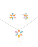 Conjunto Mandala Gotas Coloridas Ródio Branco