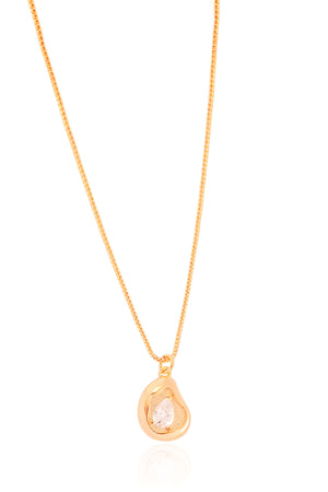 Gargantilha Veneziana Orgânico Liso Gota Cristal Banhado a Ouro 18K - 45 cm