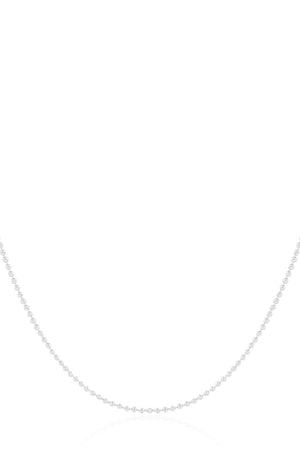 Gargantilha Longa Bolinhas 1.5 mm Ródio Branco