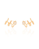 Ear Cuff Filetes Gota Cristal Banhado a Ouro 18K