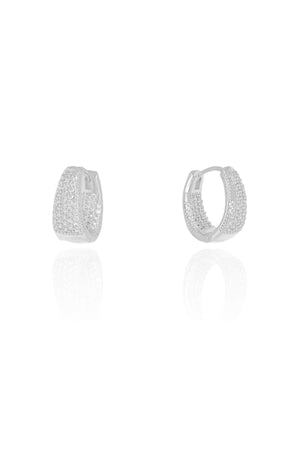 Brinco Argola Cravejada Cristal 1.6 cm Ródio Branco